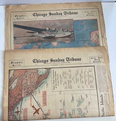 Lot Of 2 Chicago Sunday Tribune Newspapers Additions Total Of 14 Pages 1935