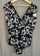 NEW MODCLOTH The Kelsie One Piece Swimsuit Floral Bathing Suit Black Teal 2X