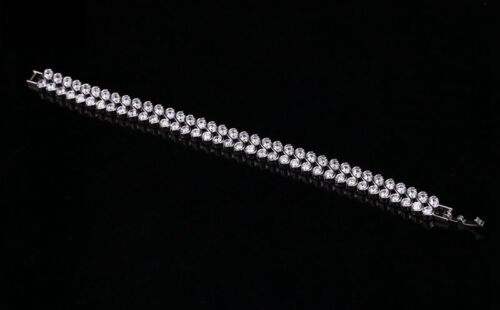 Lily Treacy Tennis Bracelet Top CZ Brilliant Cut 20ctw Double-row white 7.5" - Picture 7 of 11