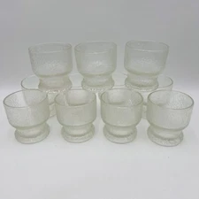 1970's MCM Indiana Glass Tree bark Crystal Low Ball Cocktail Glasses