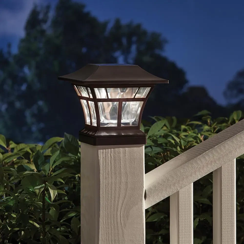 Solar Post Cap Light 4x4 Or 6x6 Bronze LED Deck Outdoor Garden Patio  Lighting