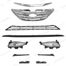 10PC For Sonata 2011-2014 Upper Lower Chrome Grille Fog lights Bumper Brackets