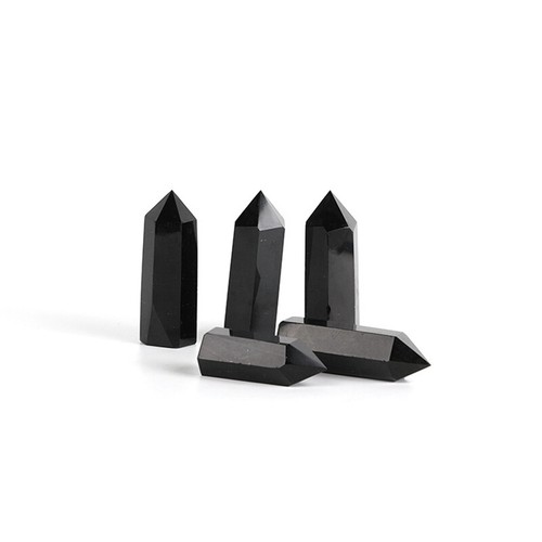 40-50mm Natural Black Obsidian Quartz Crystal Point Wand Raw Stone Obelisk Reiki - Picture 10 of 15