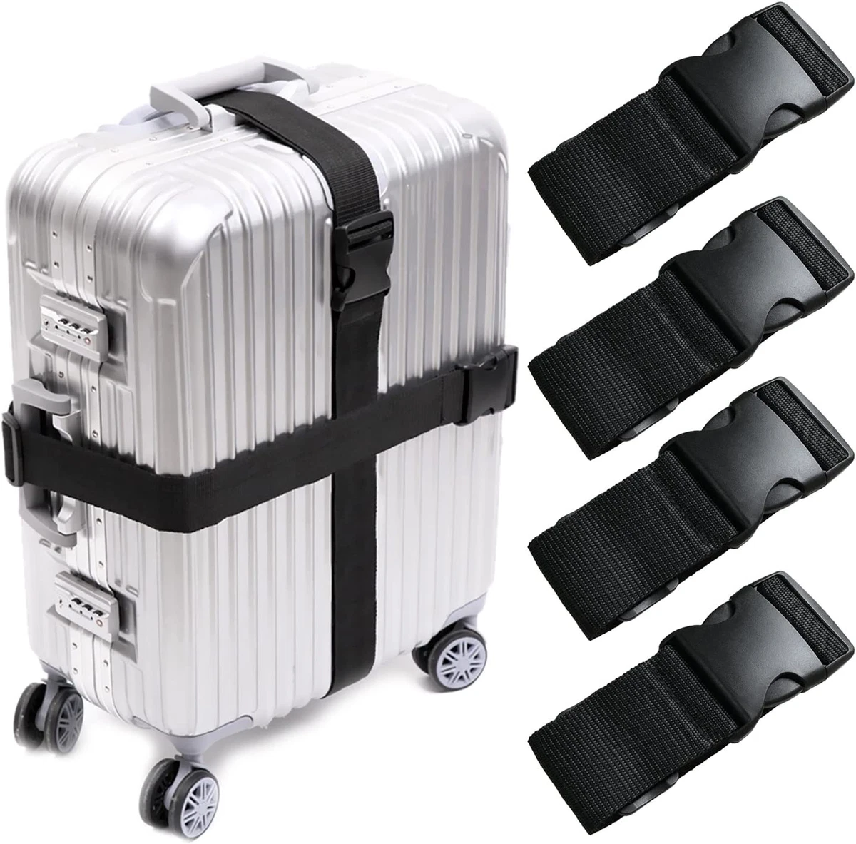 4 PCS 74 X 2 Luggage Straps Suitcase Belts Wide Adjustable Packing Straps  Trav