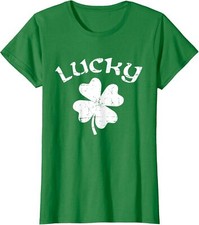 Lucky Shamrock St. Patrick's Day Irish Cool Clover Ladies' Crewneck T-Shirt