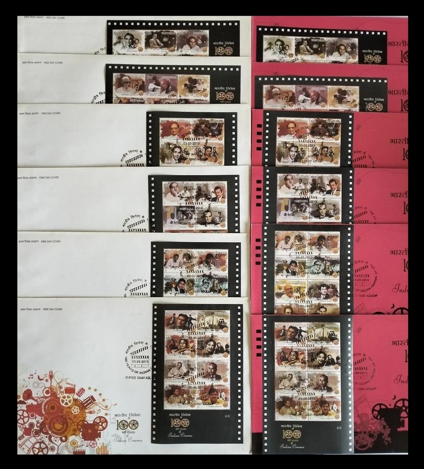 115. INDIA 2013 SET/6 STAMP MINIATURE SHEETS INDIAN CINEMA FDC + BROCHURE - Image 3 of 4
