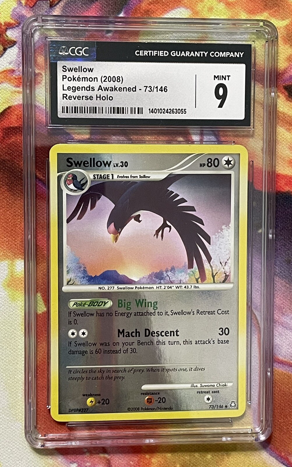 2008 Pokemon Legends Awakened #73/146 Swellow Reverse Holo CGC 9 MINT