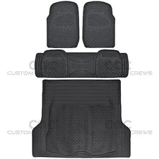4pc Full Set All Weather Heavy Duty Rubber Black SUV Floor Mats Trunk Liner