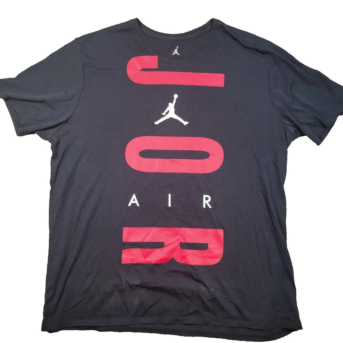 Nike Air Jordan Wordmark T-Shirt Black/Red AV2068-010 Men's Size