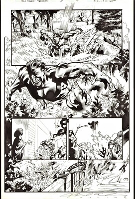 KARL MOLINE SIGNED 2012 HULK SMASH AVENGERS ART-HULK, HAWKEYE, CAPTAIN MARVEL!