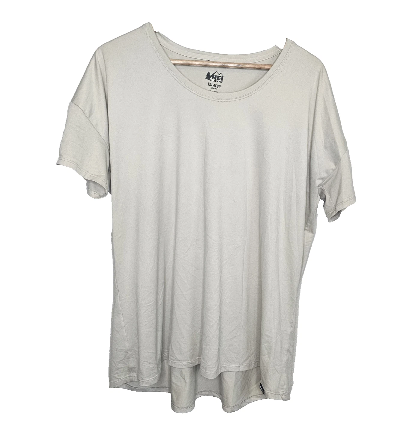 REI Polyester Beige Baselayer Women's Activewear Short Sleeve T-Shirt Size 1XL