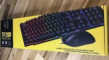 TF200 T-Wolf Gaming Keyboard & Mouse Set Rainbow Backlit Hollow Characters NEW
