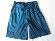 UNDERARMOUR KIDS Size S Blue Striped Pockets Athletic Shorts
