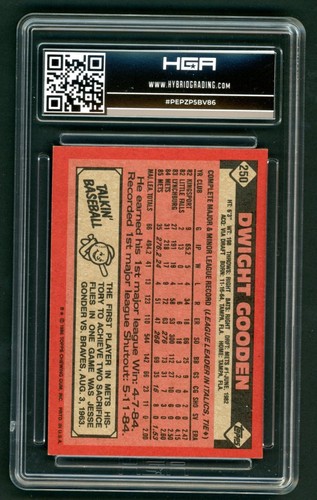 1986 Topps Dwight Gooden #250 HGA 7 Mets - Picture 2 of 2