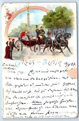 Gruss Aus BERLIN GERMANY UDB 1897 Postcard
