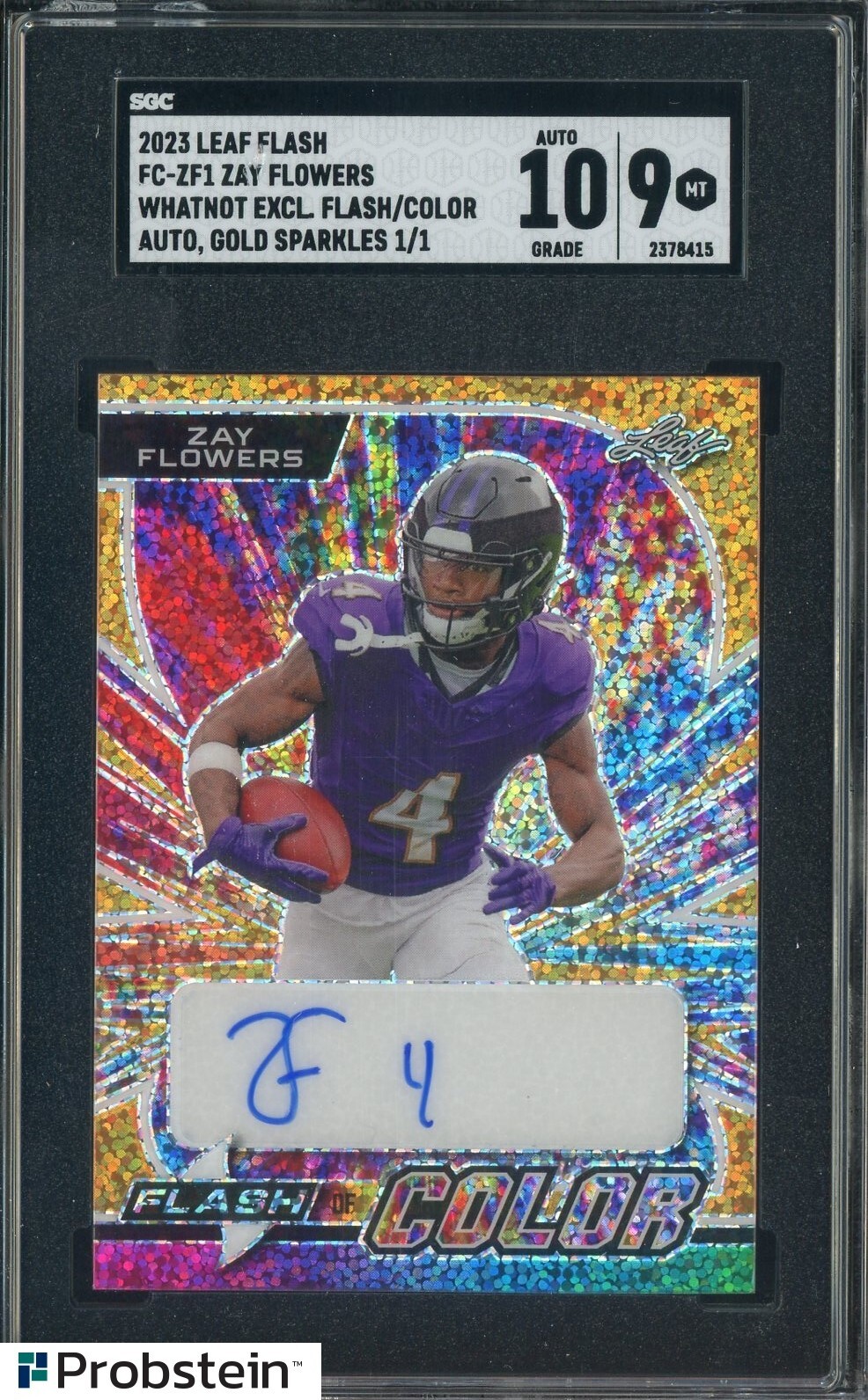 Zay Flowers Leaf Eclectic Flash of Color Autographs #FCZF1 Tiger Stripe Wave 1/1