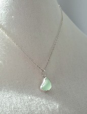 Sea Glass Sterling Silver Necklace Genuine Surf Tumbled JILLIAN VO Made In USA