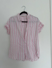 Pink White Striped Blouse Casual Shirt