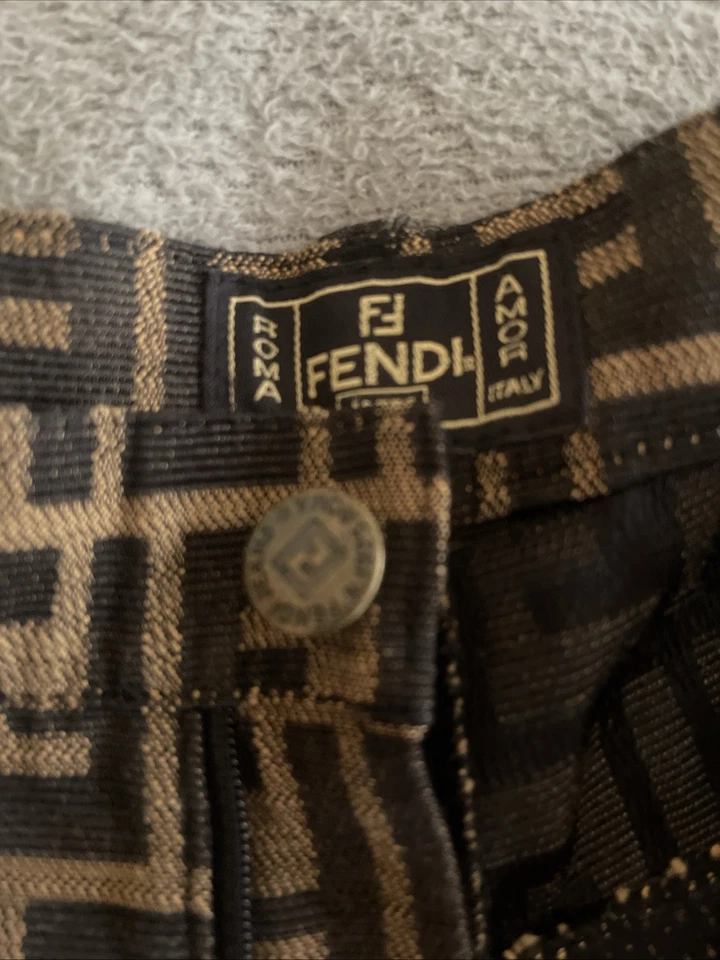 Pantalones Fendi para mujer con monograma talla M marrón tiro alto vintage diseñador Y2K de lujo Foto 4 de 4
