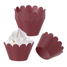 Formine per cupcake in carta, 50 pz, stampi da forno con decorazione ondulata standard, rosso scuro