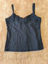 Liz Claiborne Navy Blue Nylon Lace Camisole Tank Top Adjustable Strap Stretch S
