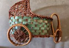 Vintage Wicker Baby Buggy & "Fancy Friends" Porcelain Doll