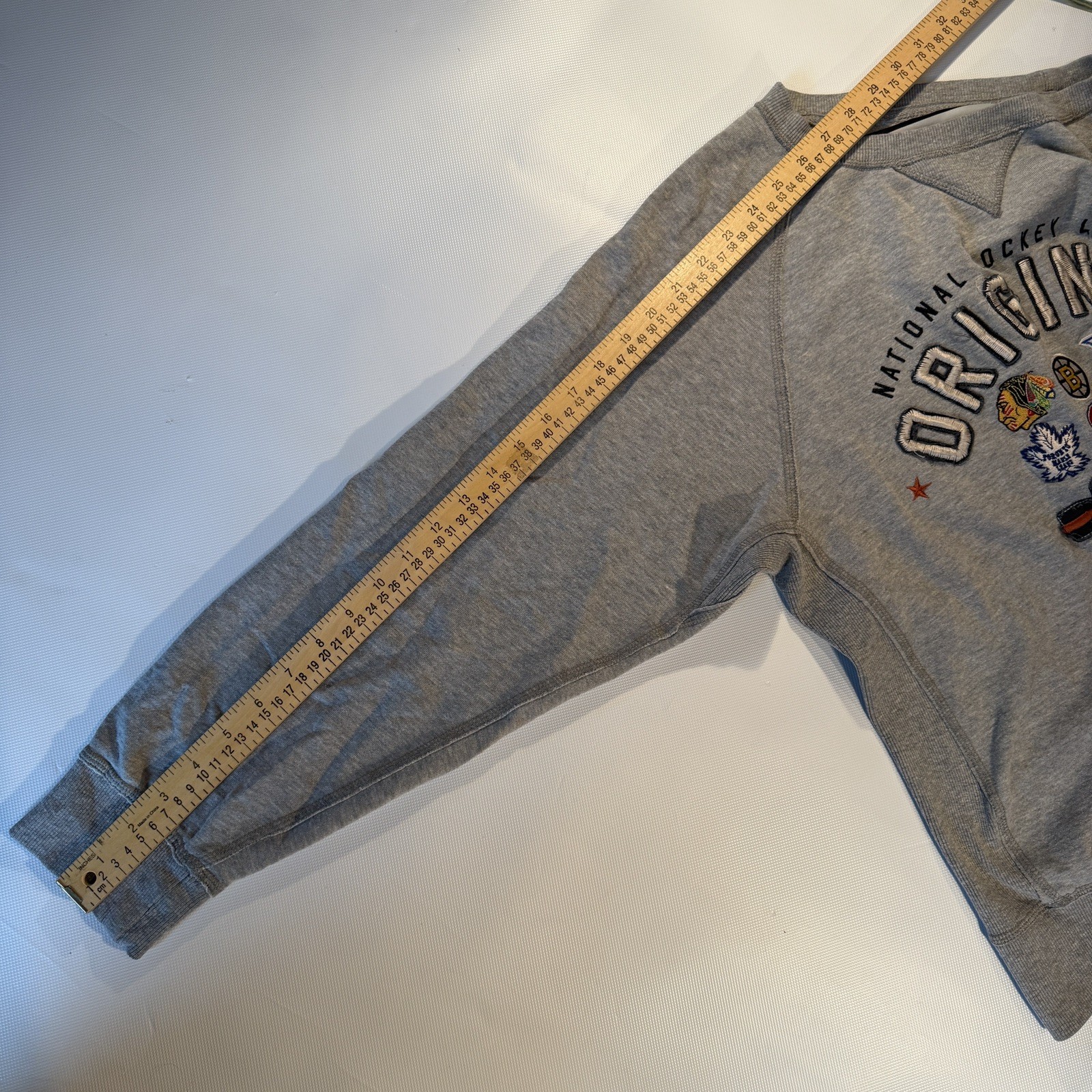 VTG Original Six Old Time Hockey Gray Crewneck Pullover Sweatshirt  - Size M 