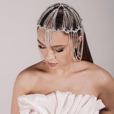 Women Rhinestone Head dress Tassel Multi-layer Metal Hair Chain Headwear 10021