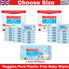 Image of HUGGIES PURE BABY WIPES 1 12 18 PACK 99% WATER FRAGRANCE FREE SENSITIVE SKIN