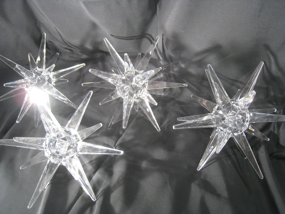 Set Of 4 Acrylic Starburst Orb Sculptures Clear Lucite MCM Style Modern Decor - Image 4 of 4
