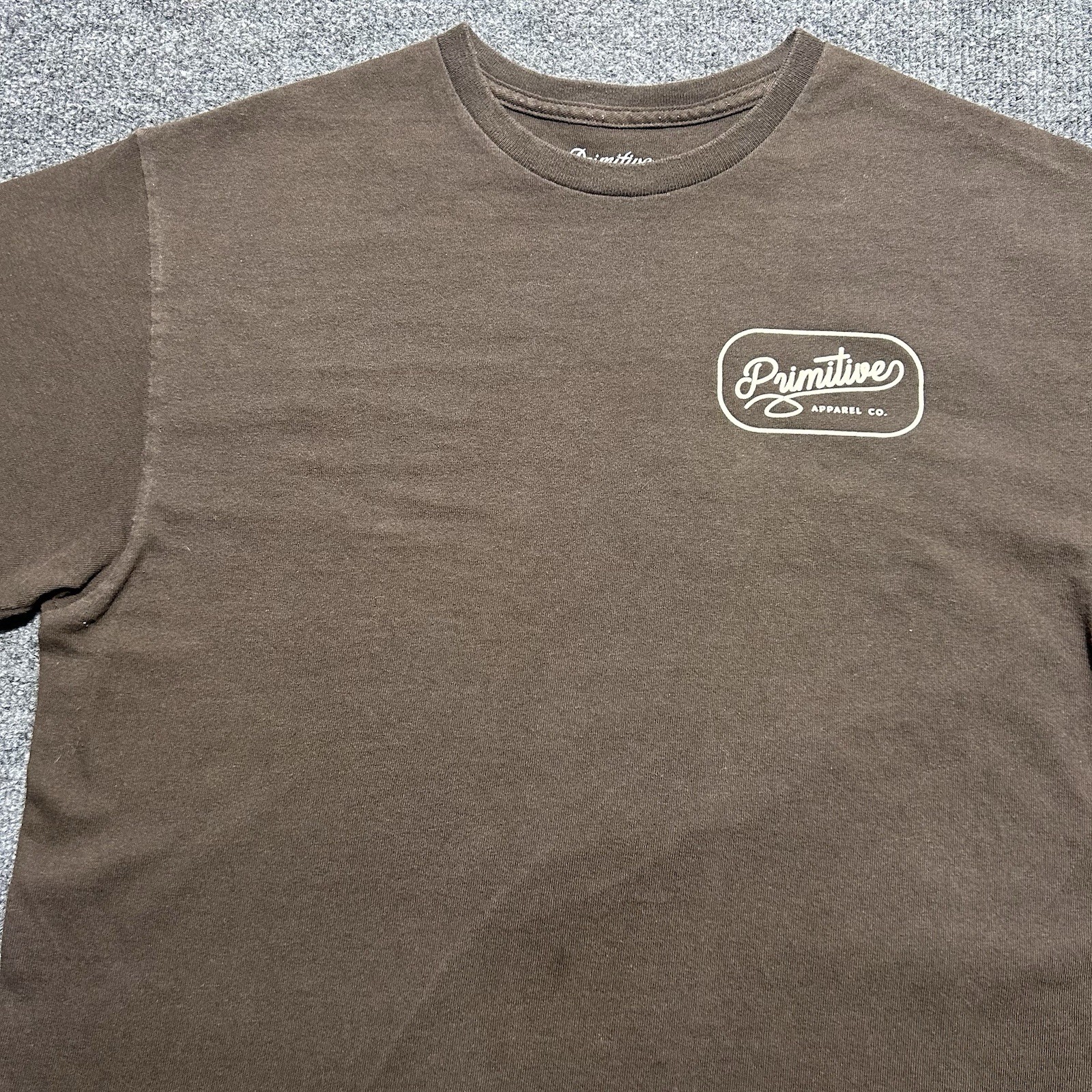 Primitive Skateboarding T-Shirt Men&rsquo;s L Brown Crewneck Sho
