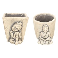 Buddha Plant Pot Cement Unique Flower Planter Mini Flowerpot for Decor Garden