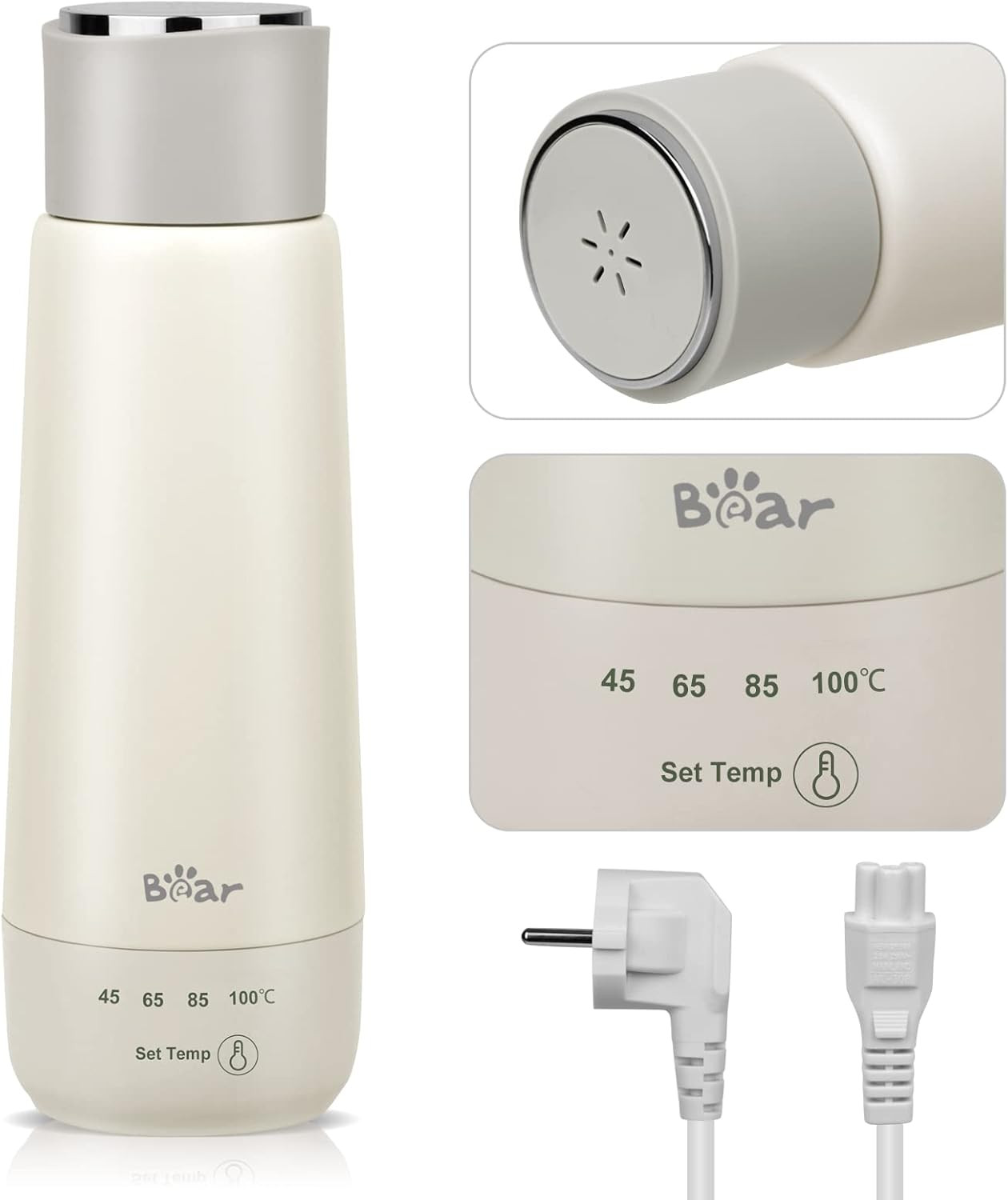 Bollitore Elettrico Portatile 300ml: 4 Temperature per Viaggio e Ufficio