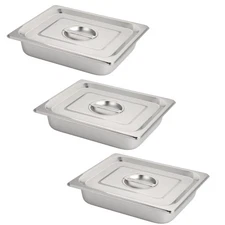 3 Pack Hotel Pans Half Size with Lid 2.5 inch Deep Steam Table Pans for Restaur
