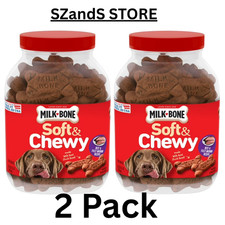 2 PACK - Milk-Bone Soft Chewy Beef Filet Mignon Recipe Dog Snacks 37 oz Each
