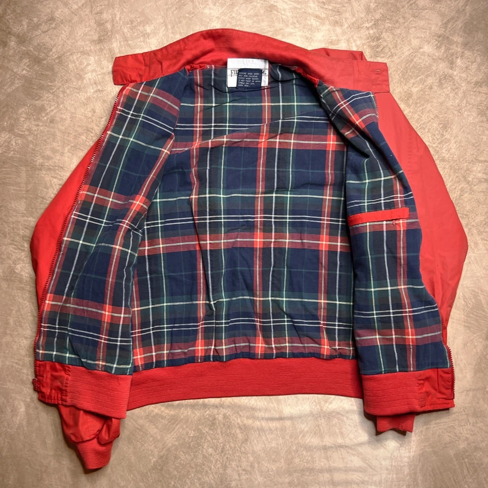 Vintage 90s Field & Stream Red Jacket Mock Neck Zip Up Plaid Lining Outdoor - Image 4 of 4