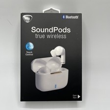 iHip SoundPods True Wireless Earbuds Bluetooth Headphones White Built-In Mic