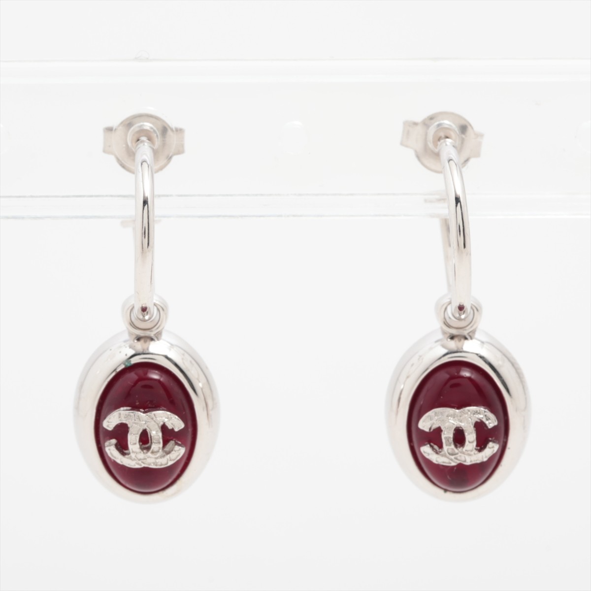 Chanel Coco Mark 00A Red Metal Double Ear Piercing Jewelry