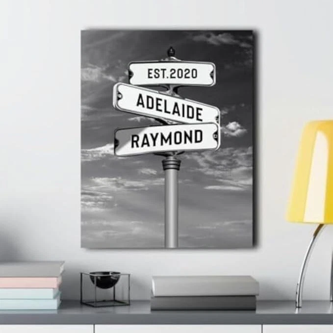 Intersecting Street Sign Canvas, Personalized Street Sign Custom Name Wall Art - Image 3 of 4