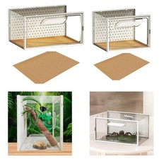 Reptile Terrarium with Lid Portable Enclosure Cage for Geckos Snake Hamster