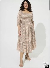 TORRID Midi Gauze Off The Shoulder Tiered Dress Smocked Cottagecore Size 1 (1X)