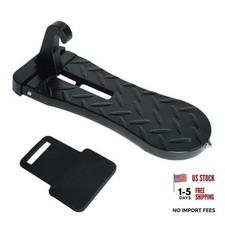 Car Door Step with Latch Protector  Extended Foldable Aluminum  1 Pack  Black