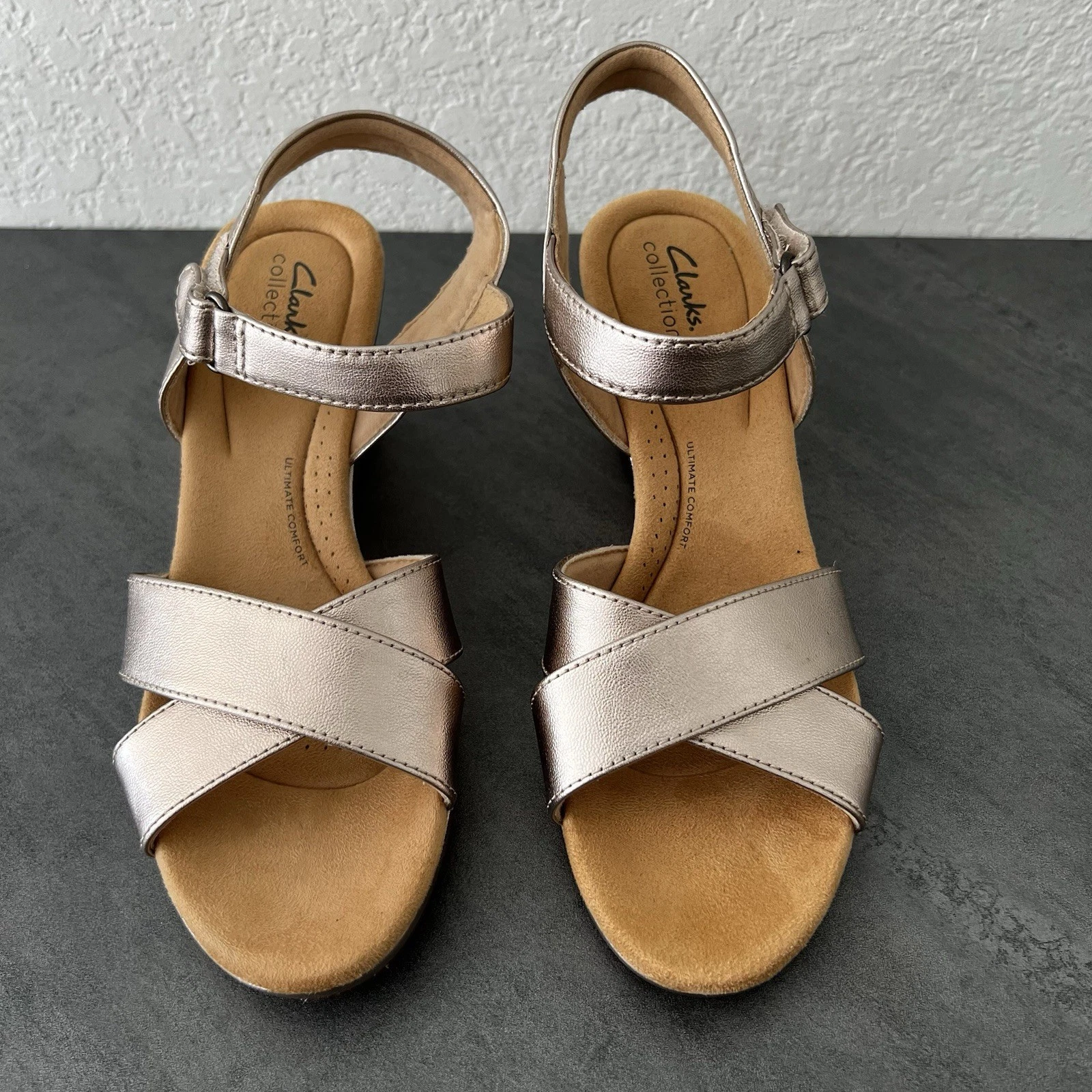 Sandali Clarks gemma tulipano casual zeppa cinturino slingback oro rosa donna 10 M