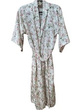 Inner Most Vintage Floral Jacquard Robe Cream Pink Kimono Style Made in USA S