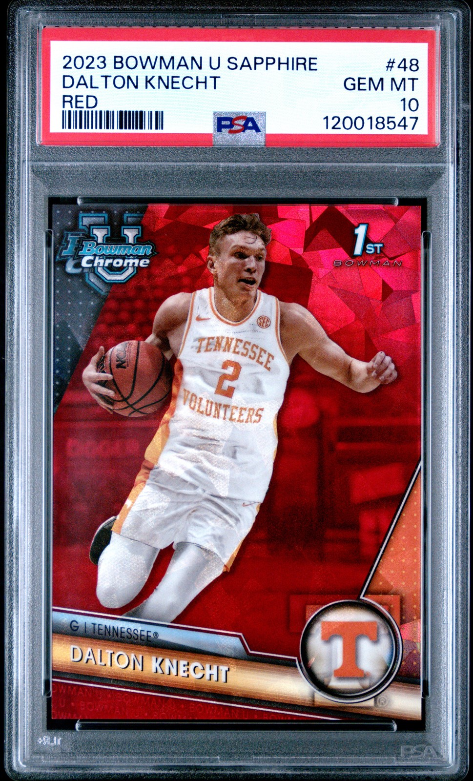 2023 BOWMAN UNIVERSITY CHROME SAPPHIRE RED #48 DALTON KNECHT 1/5 PSA 10