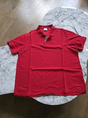 Red Burberry Men's Polo XXXL Short Sleeve Shirt 100% Cotton