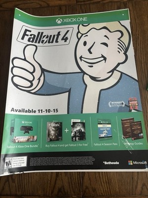 2016 Fallout 4 2 Sided Gamestop Store Display Promo Poster Pre-Order 28'' X 22 