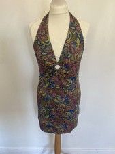 Urban Outfitters Paisley Print Glitter Dress Size Medium Halterneck Festival