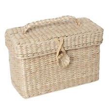 Handmade Rattan Storage Box with Lid for Bulk Sundries Organizer Straw Basket