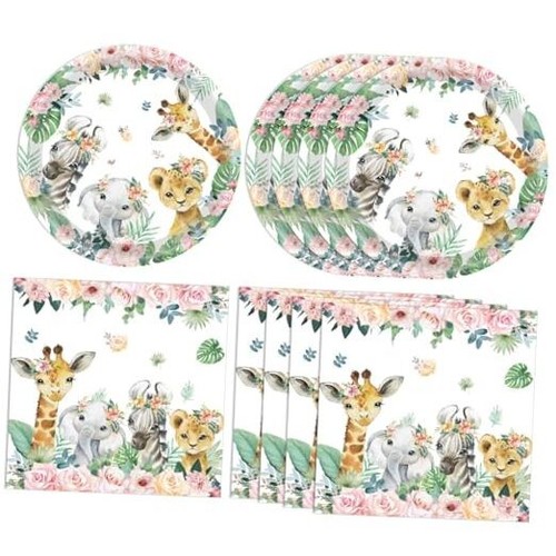 40PCS Wild One Birthday Decorations Girl Jungle Safari Birthday Decorations